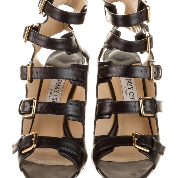 REDUCED Jimmy Choo Gladiator Multi Buckle Stiletto Shoes 38.5 7.5 8 - Picture 6 of 8